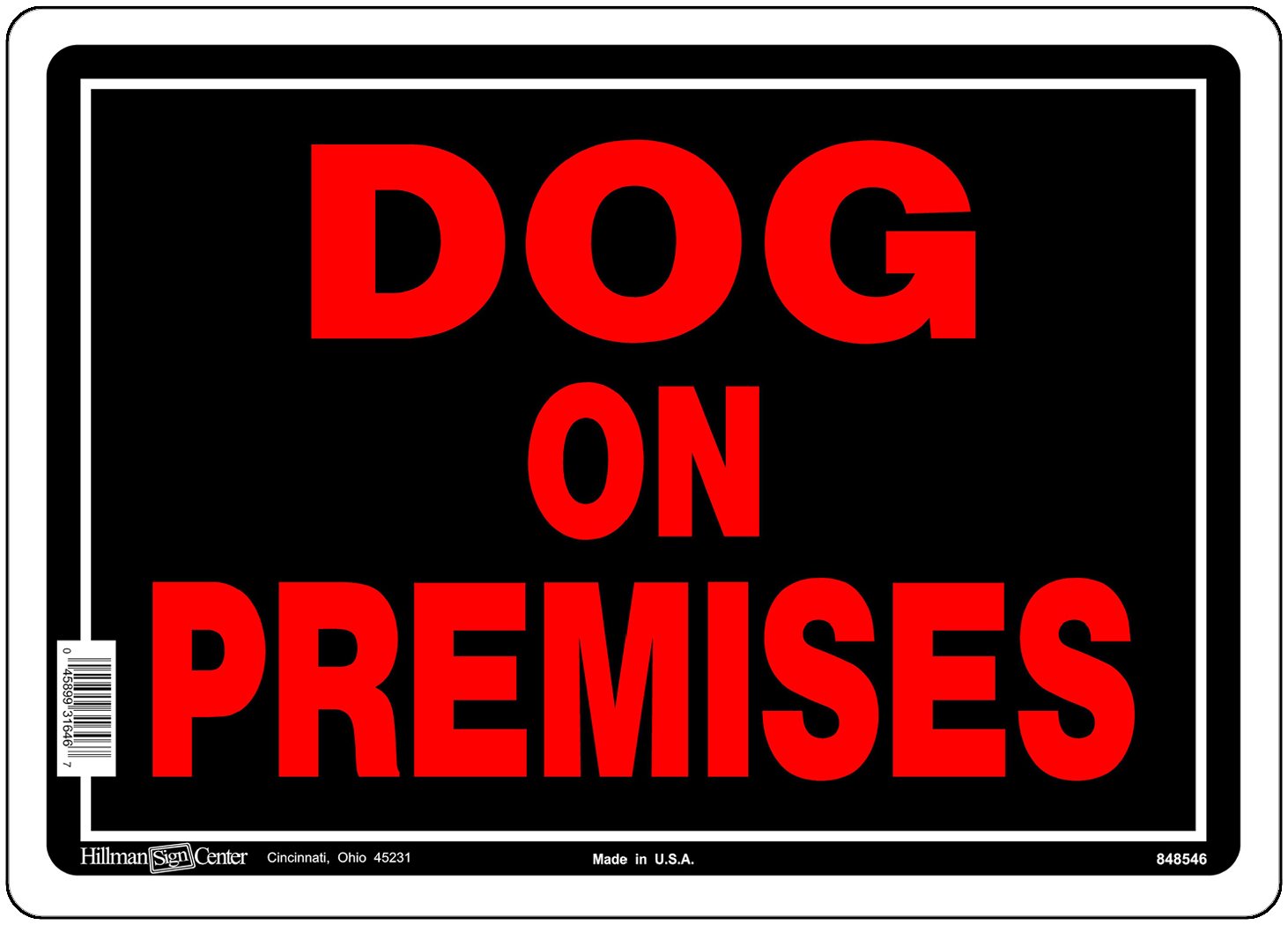 Amazon.com: Hillman 848546 Dog On Premises Sign, Black and Red